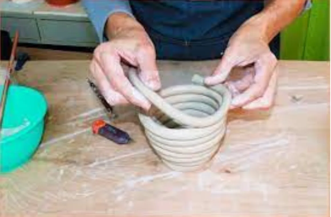 Hand-built coil pot mug